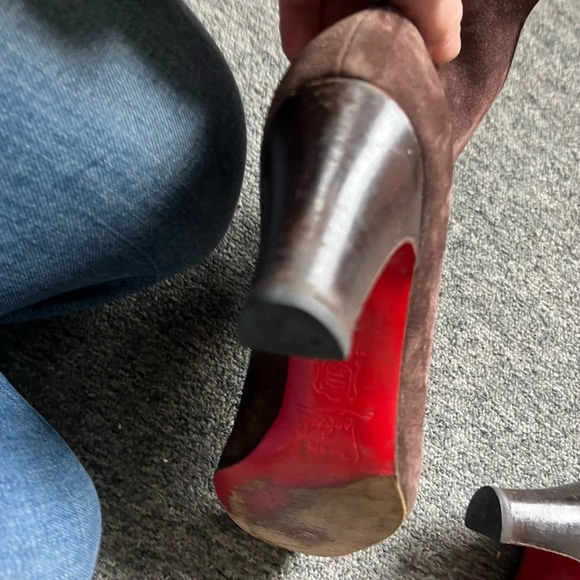 Louboutin Brown Suede Boots, size 38.5 - Picture 6 of 15